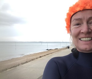 orange hat ladies, wild swimming, swimming women, isle of wight, outdoor swimming
