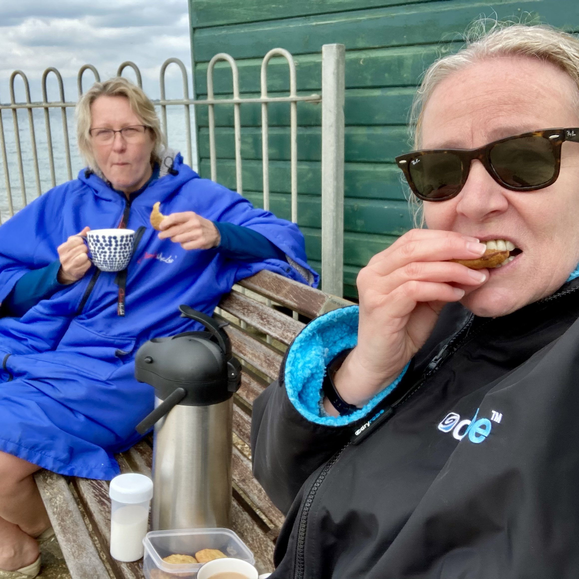 sea swimming, orange hat ladies, wild swimming, swimming women, isle of wight, outdoor swimming