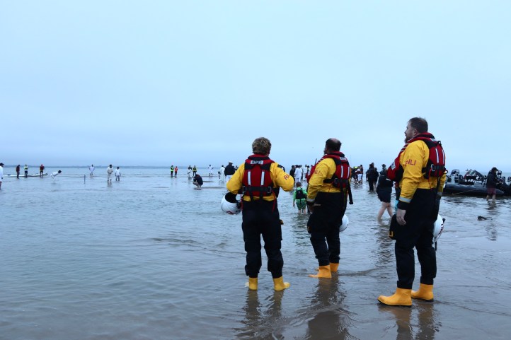 Orange hat ladies, RNLI, bramble bank, swim blog
