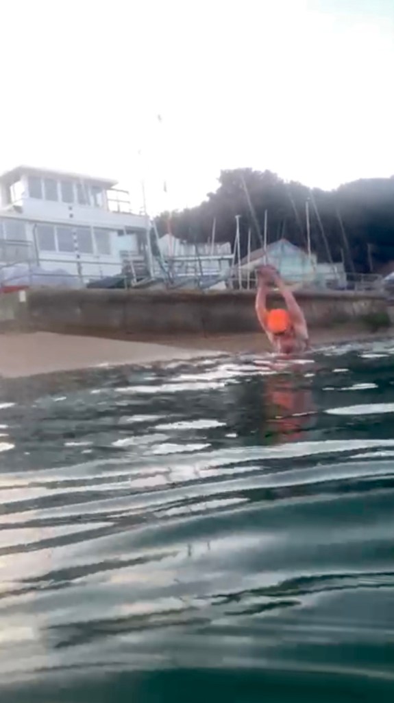 Orange hat ladies, Isle of Wight, sea swimming