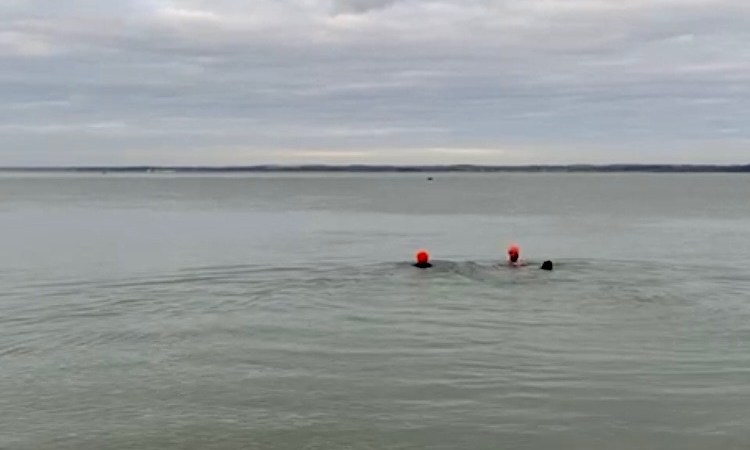 orange hat ladies, sea swimming, swim blog