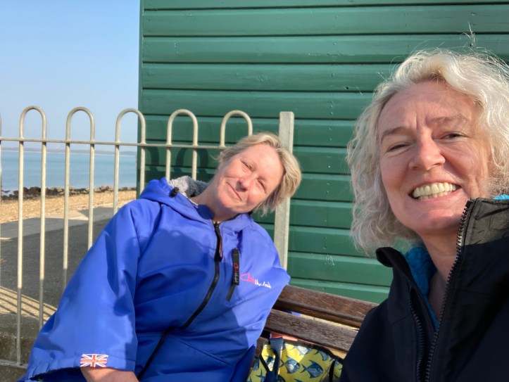 orange hat ladies, sea swimming, swim blog